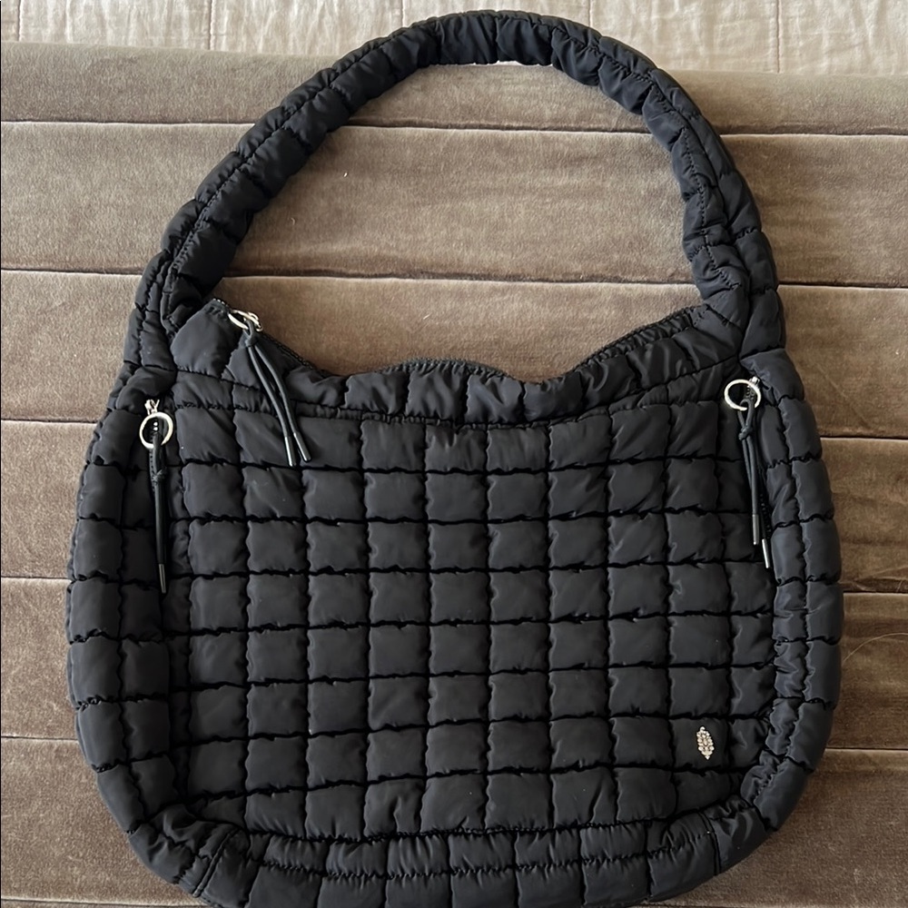 Free People Black Quilted Hobo Bag